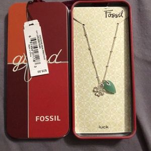 Fossil Shamrock Luck Necklace in tin BNWT.